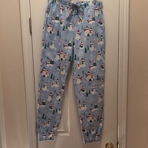 The Company Store Flannel Pajama Bottoms - Light Blue Snowman Print